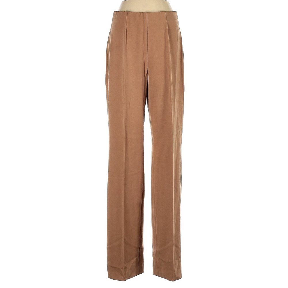 Peruzzi Italian Pleated Wool Wide Leg Trouser Pants Slacks Tan Size 2